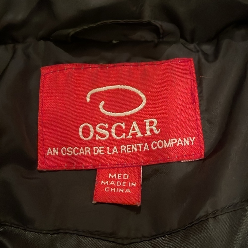 Oscar de la Renta Women's Front Zip Down Puffer Jacket Size Medium Black Winter - Picture 6 of 10